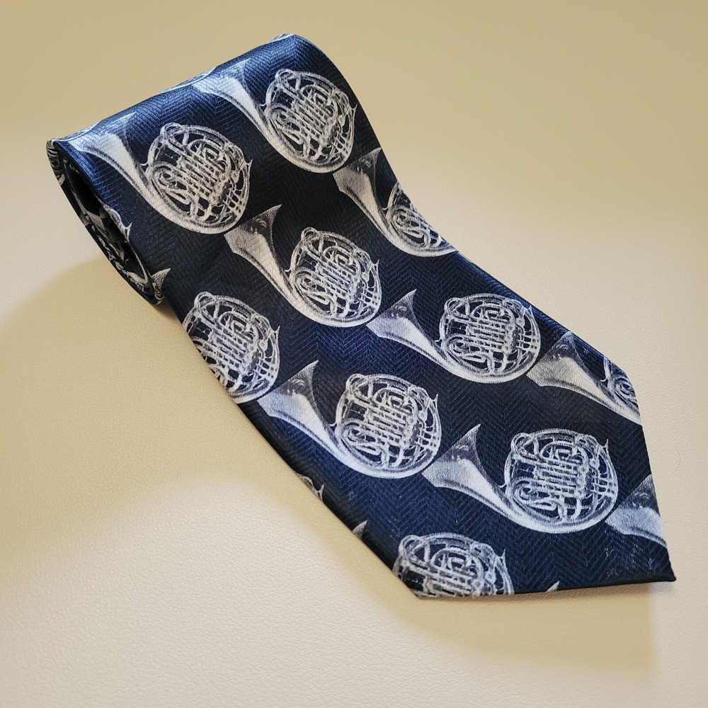 French Horn Tie Necktie Mens Brass Instrument Orchestra Neck Ties 59x4
